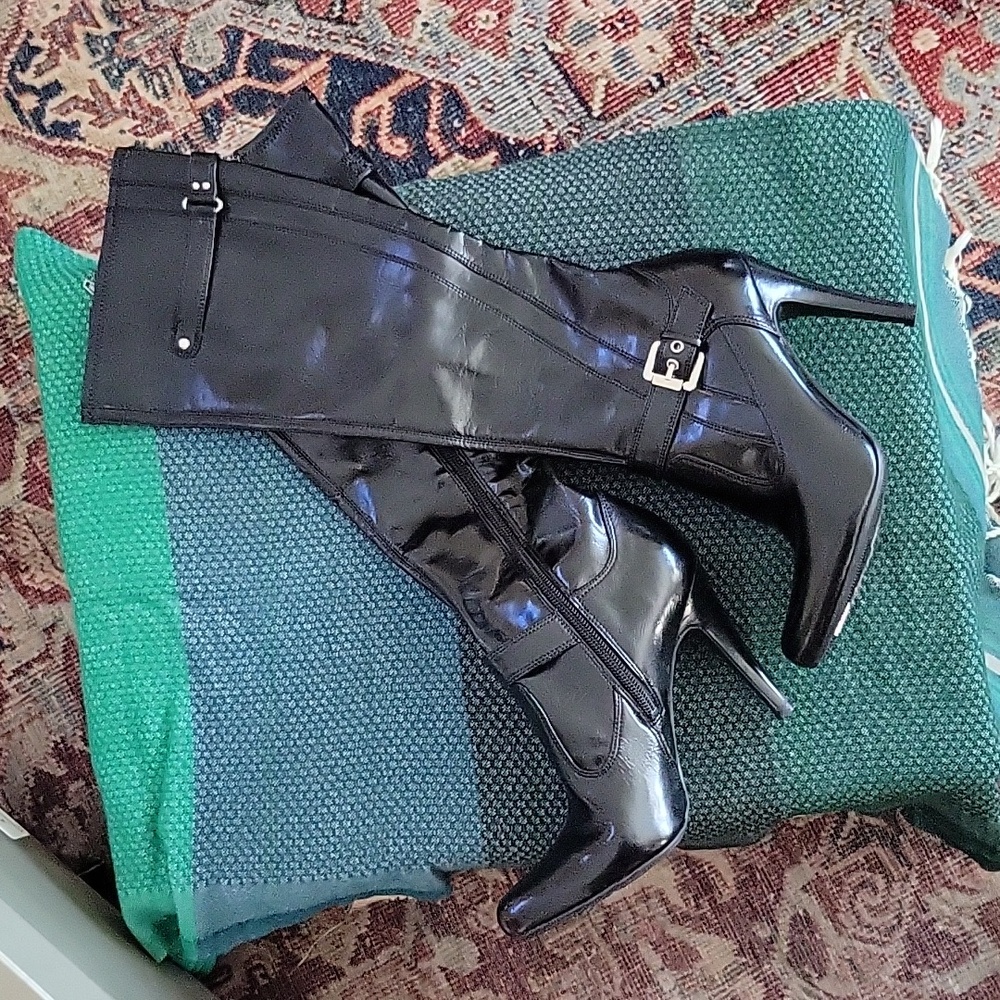 Gently used Marc Fisher patent leather heeled boots